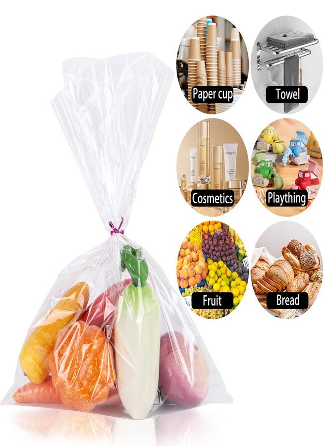 acDesign 100Pcs Cellophane Bags 12"x16" Clear Plastic Bags with 100Pcs Twist Ties for Gifts, Party Favors Packaging(30.5cm x 40.6cm) - Image 5